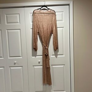 Free People sheer, rose gold slip dress